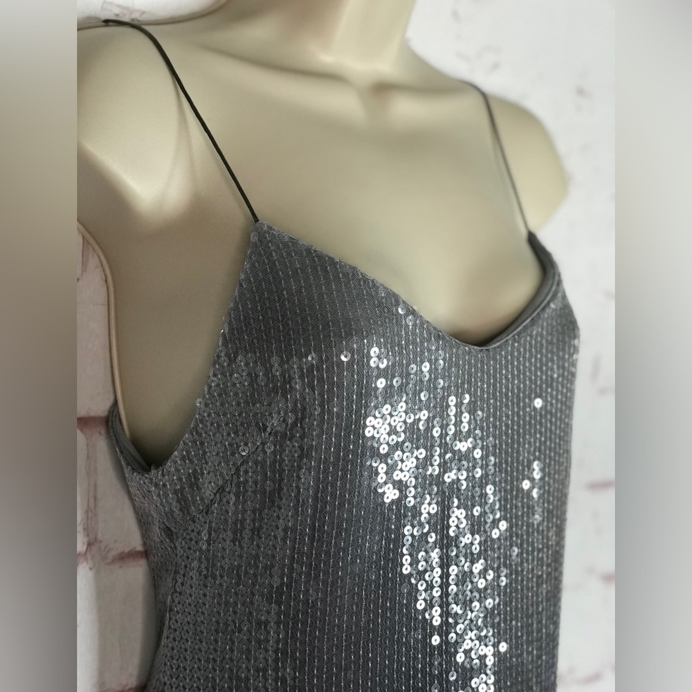 ZARA Degrade Silver Shimmer Sequin Midi Slip Prom Dress Size XS NEW WITH TAGS - Picture 5 of 16